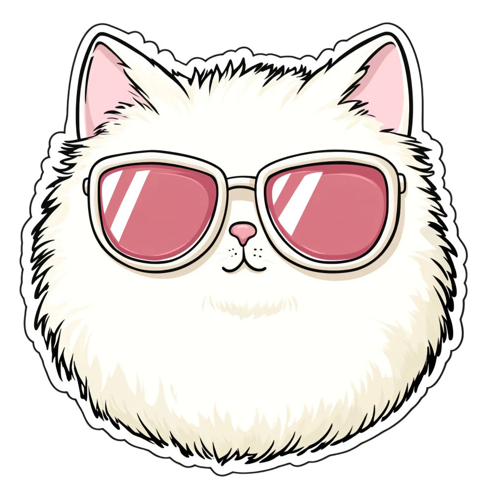 White Kawaii Cat Fabric Panel 3