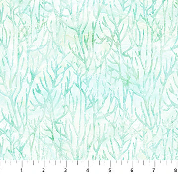 White/Turquoise Tonal Coral Coral Reef 44"/45" Cotton Fabric Per Yard
