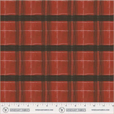 Window Pane Plaid Carn Red Cotton 43/44 Fabric Per Yard