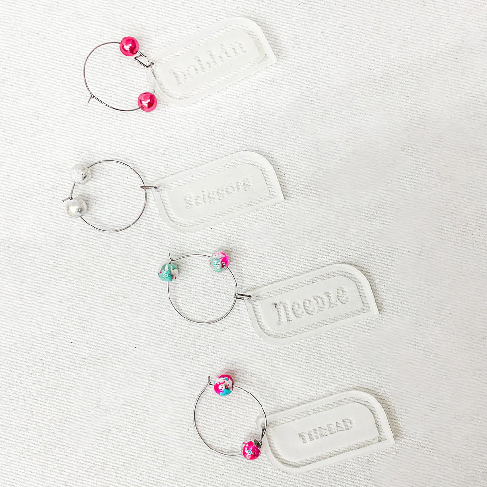 Wineglass Charms Set Of Four with Different Sayings Fabric Fanatics Bead color 1 - Image 2