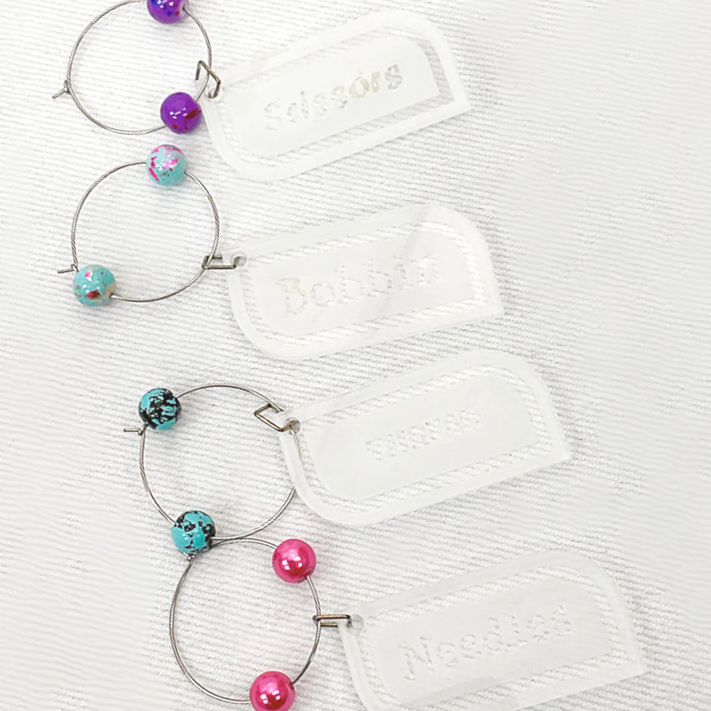 Wineglass Charms Set Of Four with Different Sayings Fabric Fanatics Bead color 2 - Image 2