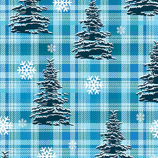 Winter Farm House Plaid - Pine Tree Plaid - Light Blue 44" / 45" Fabric Per Yard