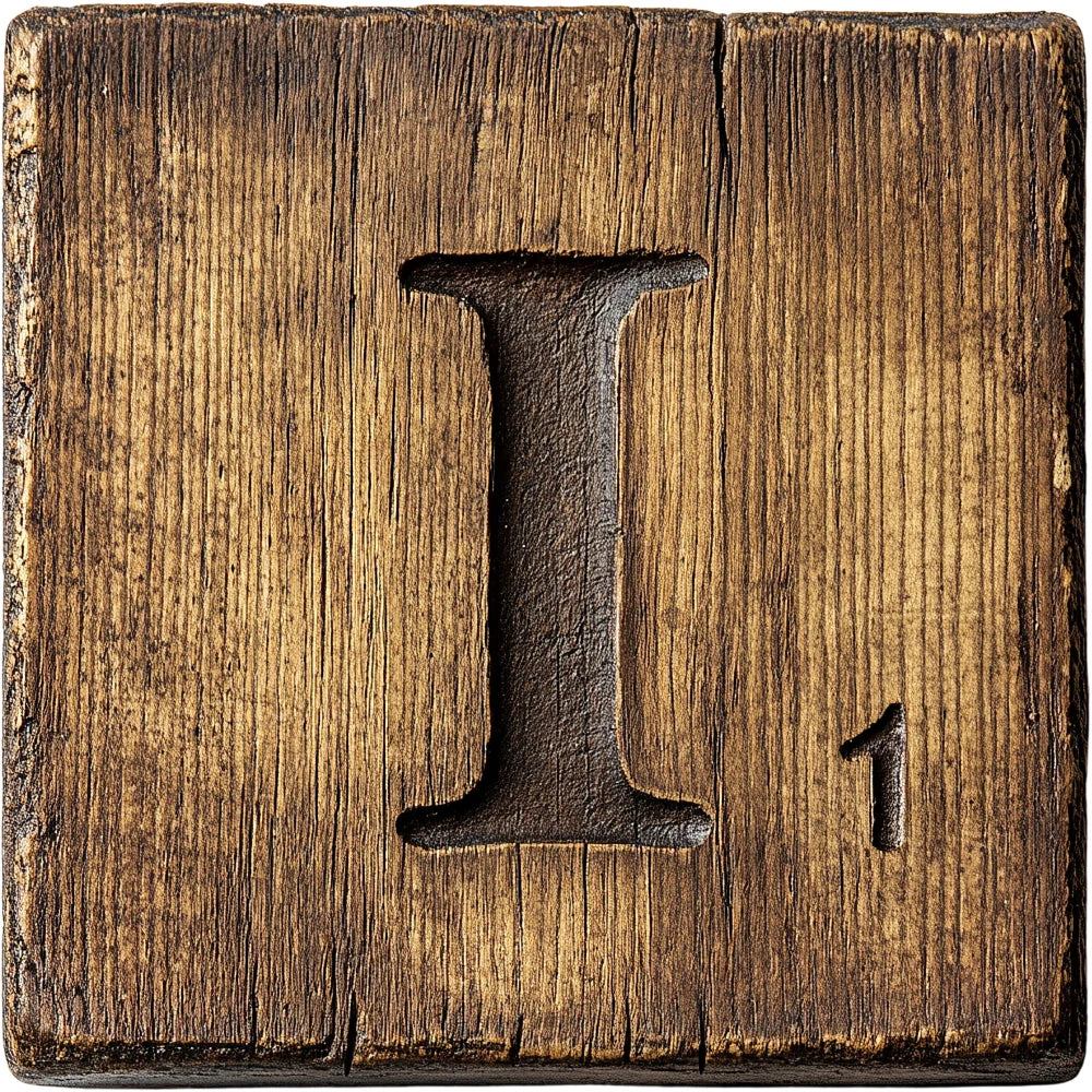 Wood Letter I Blocks Fabric Panel