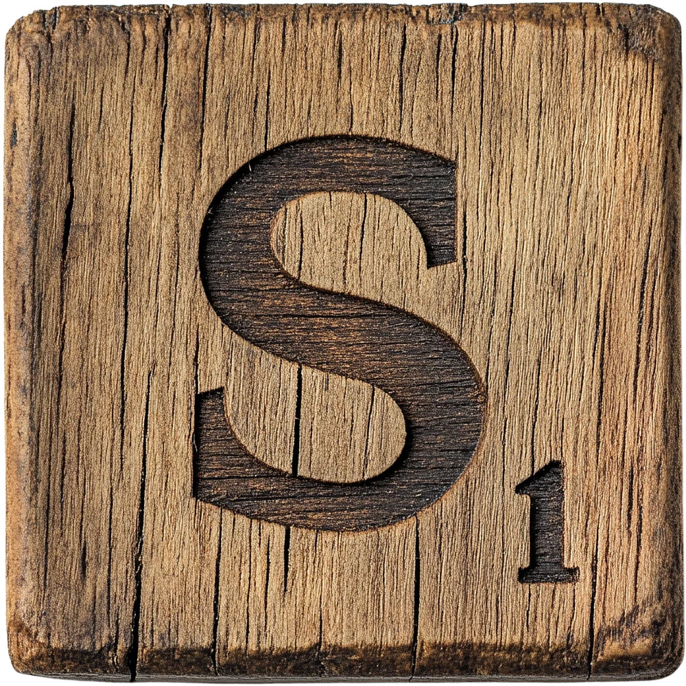 Wood Letter S Blocks Fabric Panel