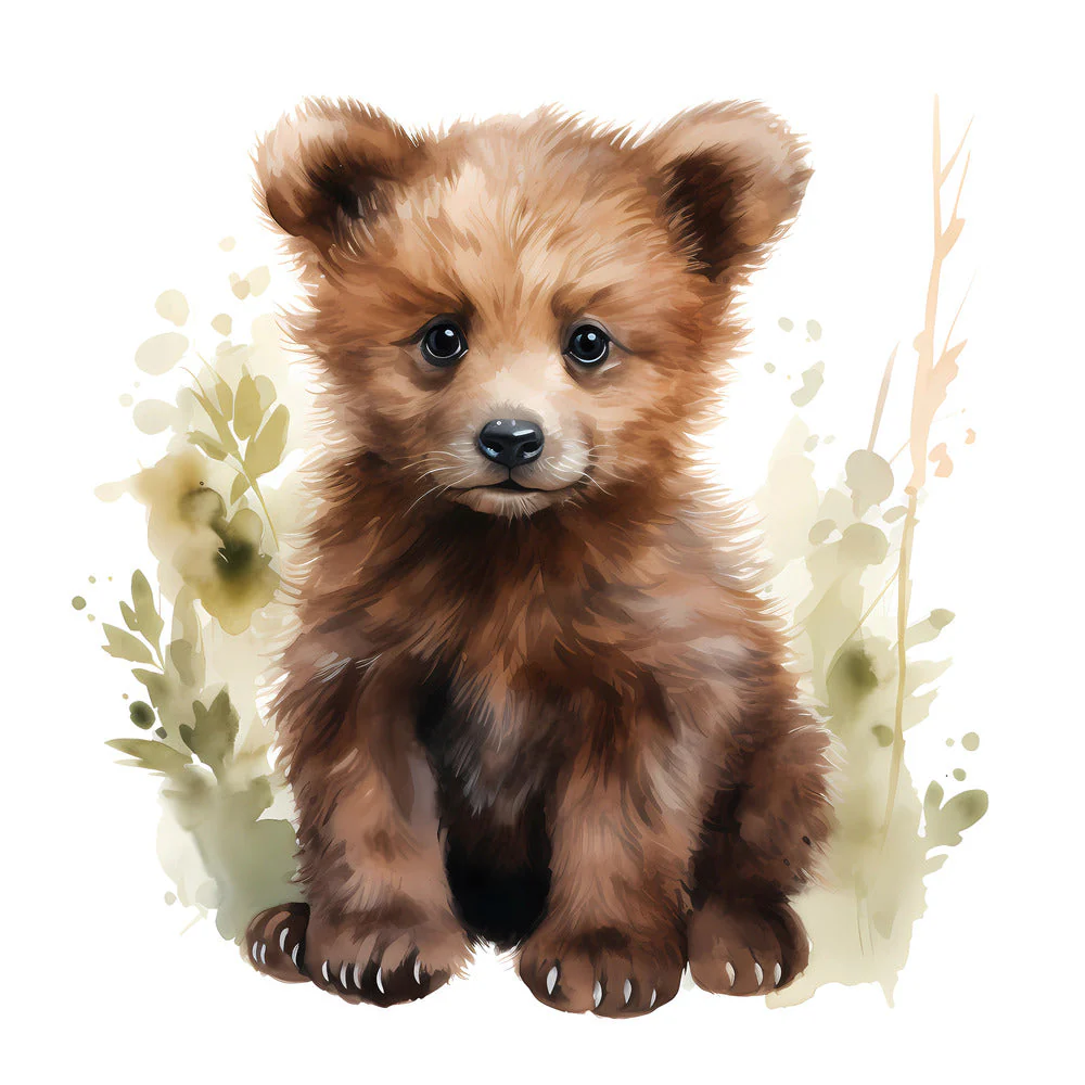 Woodland Baby Bear 3 Fabric Panel