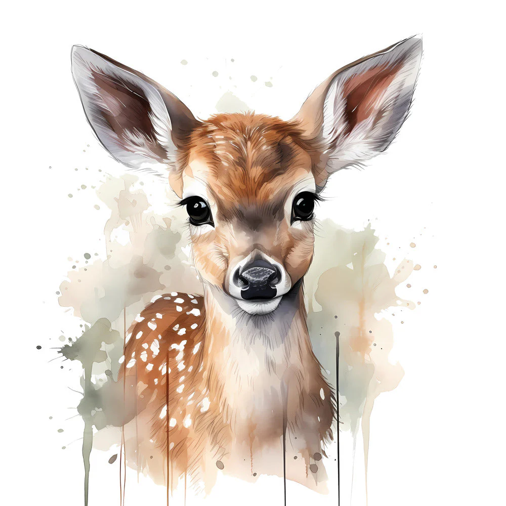 Woodland Baby Deer 2 Fabric Panel