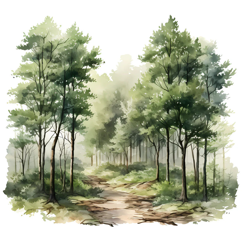 Woodland Forest Scene 2 Fabric Panel