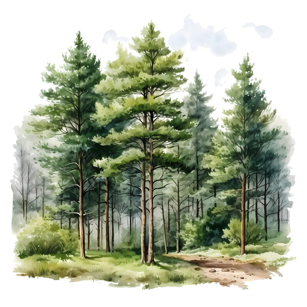 Woodland Forest Scene 5 Fabric Panel