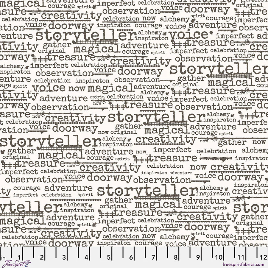 Wordster Paper Stamped Cotton 44"/45" Fabric Per Yard
