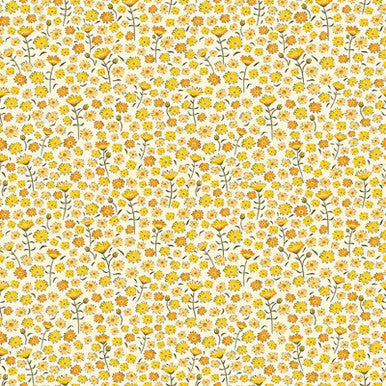 Yellow Digital Daisy Lovelies 44"/45" Cotton Fabric Per Yard