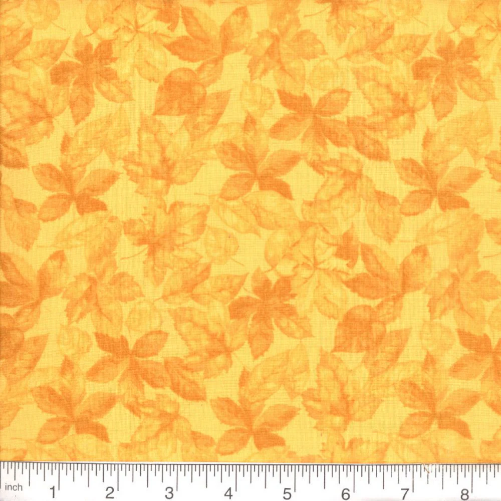 Yellow Harvest Leaves 45" Wide Cotton Fabric Per Yard