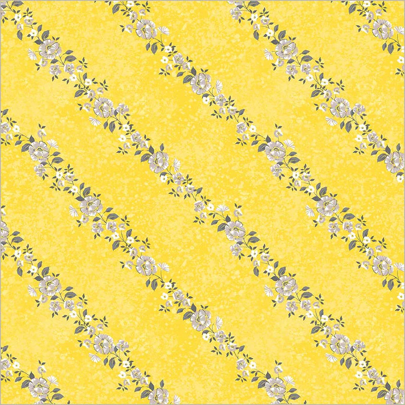 Yellow Verona Verita Vine Cotton 44/45 Fabric Per Yard