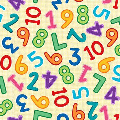 Zoo Crew - Tossed Numbers - Butter Yellow 44" / 45" Fabric Per Yard
